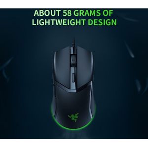 Razer Cobra Gaming Mouse, Bedraad USB-aangedreven, Optische Bewegingsdetectie, Rechts, Compatibel, RGB-verlichting, met LED Logo Versiering, Kunststof Materiaal, voor Mini Snake Serie