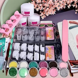 Acrylnagelkit voor Beginners 12 Kleuren Glitter Acrylpoeder Wit Acrylpoeder Nagelverlenging Professionele Nagelkit Acrylset Manicure Gereedschap Acrylbenodigdheden Cadeau voor Vrouwen