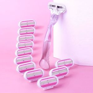 I'METTALG, Herbruikbare Veiligheidsscheermes voor Dames met 3-laags Roestvrijstalen Scheermesjes, Vervangbare en Sleek Scheermessteel - Hypoallergene, Ideaal voor Lichaamshaarverwijdering