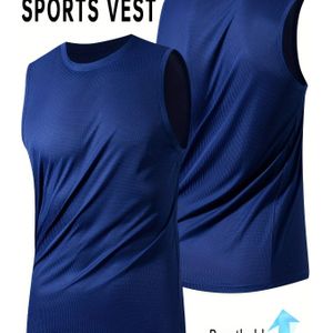 TEMU Mouwloos Herenhemd, Strakke Tanktop Met Ronde Hals, Zomerse Herenkleding Voor Buitenactiviteiten