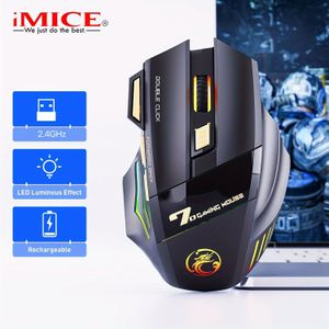 USB Oplaadbare Muis 7-toets 2.4G Muis 7-kleur Ademende LED Oplaadbare Draadloze Muis Gaming Muis Computer Ergonomische Muis Met Achtergrondverlichting RGB Muis Geschikt Voor Laptop
