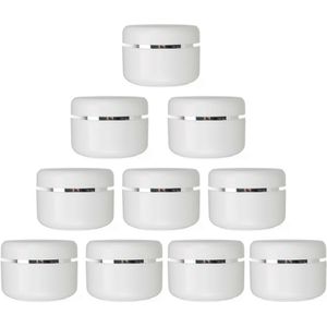 10 stuks 50g cosmetische crèmepotten witte plastic monsterflessen cosmetica doos lege make-up pot pot voor reizen