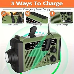 Handmatige Zonne-/USB-Noodradio met Lamp & Speaker - Draagbare AM/FM/WMA/AAC/MP3-speler Compatibel, USB, LCD Display voor Kamperen, Overleven en Stroomuitval - Multifunctioneel Cadeau