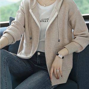 Goodiya Dames Elegante Ritsjas met Capuchon - Warme Winterjas, Lange Mouwen Kleur Jas voor Herfst/Winter, Casual & Stijlvolle Buitenkleding (Handwas/Droogreinigen)