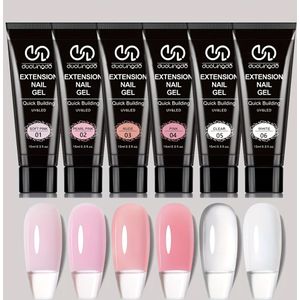 Set van 6 stuks 15ml nagelverlengingsgel, bouwergel voor nagels, nagelontwerpgel voor nagelverlenging, eenvoudig thuis te gebruiken, manicuregel voor vrouwen en meisjes