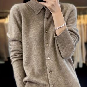 Dames 100% Wol Crew Neck Cardigan - Lange Mouw, Knopen, , Casual Herfst/Winter Buitenkleding, Zacht & Cozy voor Casual Kleding, Herfst Winter Kleding | Klassieke Crew Neck | Textuur