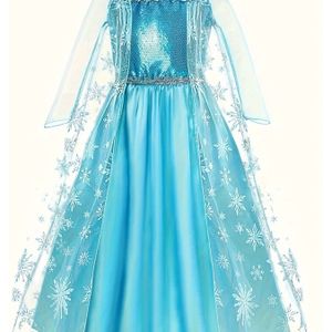 Sprankelende Prinsessenjurk voor Meisjes - Sneeuwvlok Pailletten Lange Mouw Tutu met Tule, Perfect voor Kerstmis & Feestjes