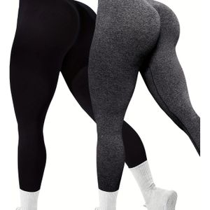 2-Pack naadloze Tie-Dye High Stretch Leggings voor Volwassenen, Gebreide Polyamide-Elastane Blend, Kleur, Volledige Lengte Atletische Broek - Ademend Gebreid Stof voor Alle Seizoenen