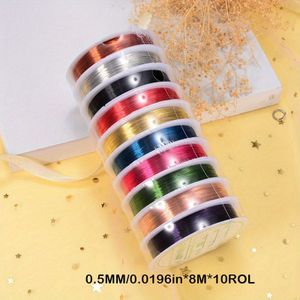 10 Rolls Colorful Copper Wire - 0.3/0.4/0.5mm, Ideal For Making & Crafts, Durable Alloy Material