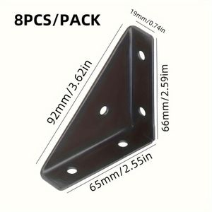 8pcs Heavy-duty Steel Angle Brackets - 90° Right Angle Support, , For Furniture , Industrial Hardware Material, Ideal For Home And Office Use