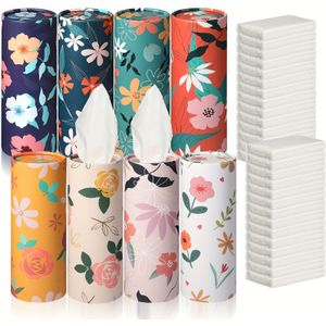 Auto Tissue Doos met Bloemenpatroon (4 stuks), Inclusief 40 Stuks van 3-laags Gezichtstissues