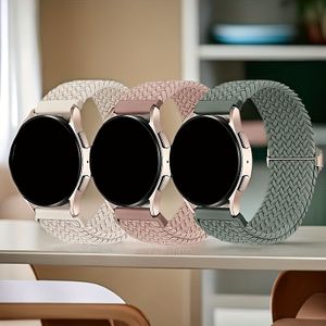 3pcs 18mm20mm22mm Strap Braided Watch Band Compatible With Galaxy Watch 4 5 6 7 40mm 44mm/watch 5 Pro 45mm Watch/ Watch/ Watch/hw Watch Gt/ Mi Watch// Watch,stretchy Braided Strap For Women Men