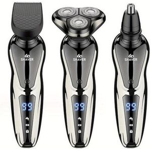 Vadersdagcadeau voor mannen, elektrische scheerapparaten draadloos oplaadbaar gezichtsbaard neushaartrimmer 3-in-1 kit make-up, cadeau voor , , broer