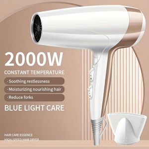SENBOWE 2000W Krachtige Haardroger met Sneldrogend, Blauwlichttechnologie, Oververhittingsbeveiliging & Constante Temperatuurregeling voor Thuisgebruik - EU Stekker, Wit & Roségouden Opties