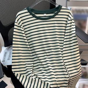 3301 Groen Gestreepte Lange Mouwen T-Shirt voor Vrouwen