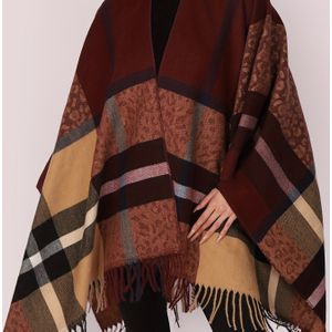 Stijlvolle Dames Luipaardprint Sjaal - V-Hals, Asymmetrische Zoom, Franje Detail, Warm & Stijlvolle Cape voor Reizen, Vakantie en Casual Kleding, Reissjaal | Stijlvolle Cape | Franje Detail Sjaal
