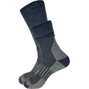 3 Paar Thermische Wollen Laarzen Sokken - Zware Winterwarmte, Enkel- & Kuitlengte, Vochtregulerend & Ademend, Gestreept Grijs/Zwart voor Koud Weer, Sneeuw - Duurzame Wollen Sokken (Geen Blaren)