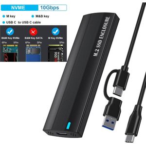 Hoge-Snelheid M.2 Behuizing - USB 3.1 Gen 2 (10Gbps) naar PCI-E Adapter, UASP Ondersteuning, Aluminiumlegering Behuizing voor Maten 2230/2242/2260/2280