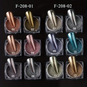 6/12 Stuks/set Magische Spiegel Dipping Powder Charm Spiegel Nagel Rubbing Op Manicure Tips Retro Kleur Ontwerp Nagelkunst