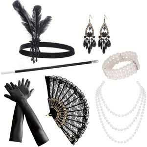 7-delige set 1920's Jazz Era Charm Damesaccessoires Make-up Bal Enkel Feestshow Avondmode Terug-naar-School Seizoen Halloween Kerst Zeven-Delige Set
