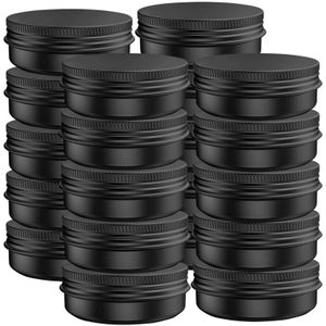 20st Aluminium Blikjes Containers Lekvrije Cosmetica Blikjes Containers Ronde Schroefdeksels voor Cosmetica, , Balsems, Lippenbalsem of Anders, Zwart