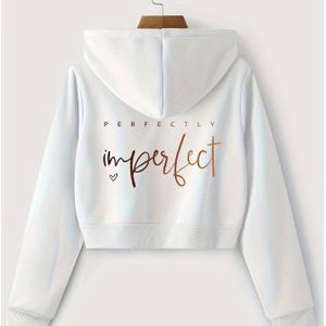 Casual Stijlvol Kort Hooded Zip-Up Vest met Print voor Lente en Herfst