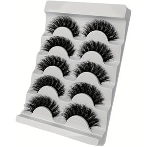 5 paar luxe pluizige en vloeiende wimpers - dik en dicht gekruld D-vormig, 10-12 millimeter lang - geurloos, meerdere