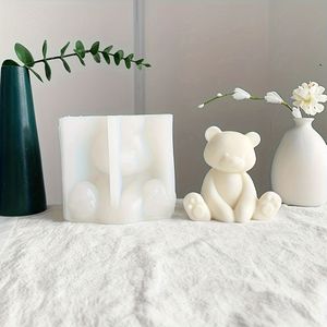 1pc Cute Bear Silicone Mold For Candles And Gypsum - Diy Handcrafted Plaster Ornament Casting Tool