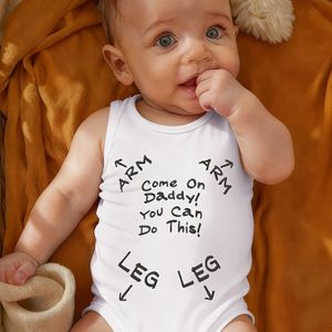 Baby's "Kom op papa! Je kunt dit!" Wit & Rompertje - Korte Mouwen Onesie met Papa-Beenmarkeringen, Zwangerschapsaankondigingsoutfit, Zachte Eerste Outfit voor Babyshowers en Geboortes