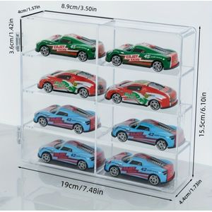 1pc 1/64 Scale Toy Cars Acrylic Display Case - Crystal Display Shelf Showcase Cabinet Display Box For Mini Toy Car&figures, 8 Compartments Clear Storage Box