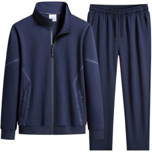 Herensportset voor Casual - Polyester, Machinewasbaar, Kleur met Zakken, Lente/Herfst Kraagjas & Joggingbroek Outfit