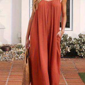 Stijlvolle Jumpsuit Met , Mouwloze Wijde Pijpen Jumpsuit Met Open Rug, Dameskleding