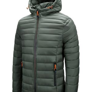 Heren Winter Gevulde Jas met Capuchon - Koude Weerjas, Ritszakken & Stevigheid, Handwasbaar voor Buiten, Casual ( Kleur, Regular Fit) - Gevulde Heren Thermische Buitenkleding