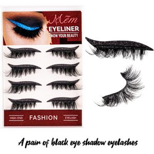 4 Paar Lazy Eyeshadow & Lash Stickers, Zelfklevende Lijm-Vrije Natuurlijke Dubbele Wimpers + Mascara Combo, Langhoudend & Duurzaam, Makkelijk voor Beginners, Draagbare Make-up Lijmbox Verpakking