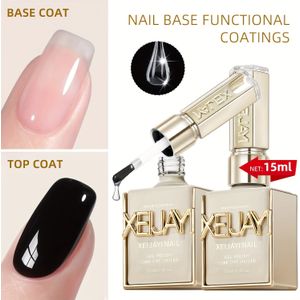 XEIJAYI No Wipe Gel en Base Coat Set - Glanzende Afwerking en Langdurig, Soak Off LED Nagellamp Gel Basis met Glans voor Kerstnagelkunst Ontwerp Cadeaus voor Vrouwen
