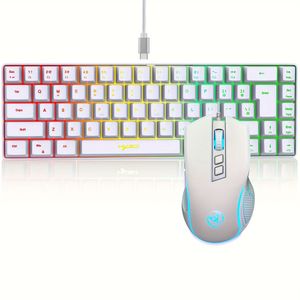 HXSJ Compact RGB Gaming Toetsenbord & Muis Combo - 68 Toetsen, Bedraad, Ergonomisch Ontwerp voor PS4, , PC, Laptop, Mac, Mini, Toetsenbord