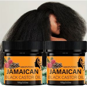 2 Stuks Jamaicaanse Zwarte Castor Haarcreme - Puur Koud Geperst, Voedt Huid En Haar, Versterkt Haar, Bevordert Gezondheid, Geschikt Voor Haar, Unisex, Vochtgevende Castor Ingrediënten, 100g