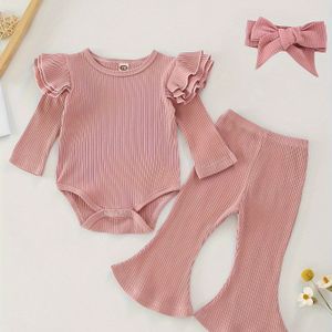 Voorjaars- en Herfst Kinder Body met + Stijlvolle Comfortabele Wijd Broek & Hoofddoek 3-delige Set, Ideaal voor Buiten