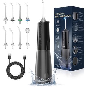Draadloze Tandzijde , 8 Stralingspunten 5 300ml IPX7 Waterdicht, Draagbare Oplaadbare Mondirrigator voor Thuis en Op Reis - Zachtweefsel, Orthodontie, Beugelverzorging