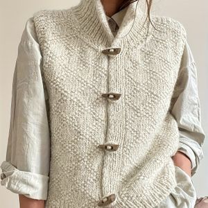 Elegante casual vest voor dames - Hoge hals met knoopsluiting, losse pasvorm, comfortabel en warm, geschikt voor vrije tijd, thuis, woon-werkverkeer, streetwear, etc. (Zhaocai)