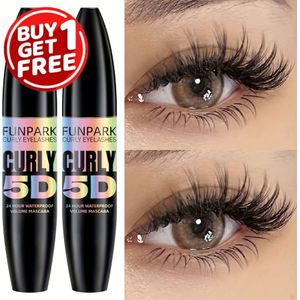Koop 1 krijg 1 gekruld wimpers mascara duo - waterdicht, niet plakkerig, lichtgewicht, reisvriendelijk, volumiserend en krullend voor alle huidtypes, zwart, mascara voor gekruld haar