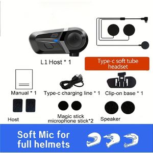 1 stuks Motorhelm Headset met Ingebouwde Oortjes - Draadloos Handsfree , Stereo Geluid, Anti-Interferentie, Oplaadbare Batterij, IP65 Waterdicht