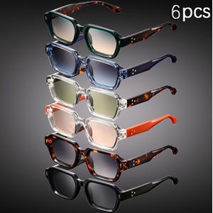 6-Pack Retro Kleine Vierkante Montuur Bril, Minimalistisch en Stijlvol Unisex Brillen voor Verjaardagscadeaus of Fotografie Props