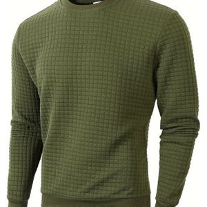 Herren Casual Sportieve Ruitpatroon Trui - Zachte Ronde Hals Lange Mouwen Pullover, Regular Fit voor Herfst Winter, Handwasbaar