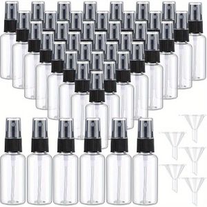 60 stuks Mini Doorzichtige Spuitflesjes 1oz Plastic Lege Reisflesjes Fijne Kleine Spuitflesjes met 5 Trechters Navulbare Vloeistof Reiscontainers voor Parfum Lichtbeige Toner Etherische Oliën