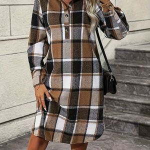 Vrouwen Shirtjurk - /Zwart/Wit/Beige Winterklaar Lange Mouw met Zakken, Machinewasbaar Elegante Kantoor- & Casual Outfit, Stijlvolle Dagelijkse Kleding, Duurzaam Stof