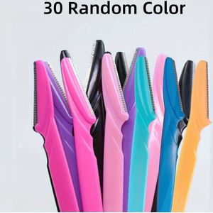 30-delige wenkbrauwtrimmerset, roestvrijstalen messen, draagbare gezichtstrimmer voor het trimmen van wenkbrauwen en ontharing, veilig handvat schoonheidsgereedschap