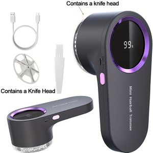 Elektrische Fuzz Verwijderaar, Handheld Stoffen Scheerapparaat en Kleding Trimmer, 6 Kleuren, USB Oplaadbaar met Twee Mesjes, Digitaal Display, Gelegeerd Stalen Mes, Geschikt voor Kleding