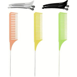 7 Stuks/set Kunststof Draad Antislip Stalen Naald Staartkam Pikkleurkam Haarsalon Professionele Haarkleurkam Hoge Temperatuurbestendige Olie Gebakken Haarkleurkam