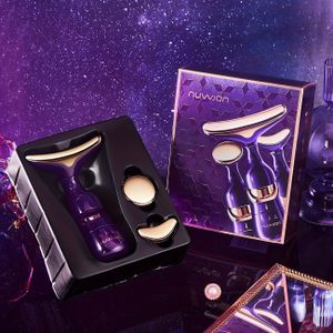 Een apparaat dat ervaringen biedt voor de schoonheid van nek, en gezicht, met een vierdimensionale hoogfrequente vibratiemassage, vereist AA-batterijen die apart worden geleverd.